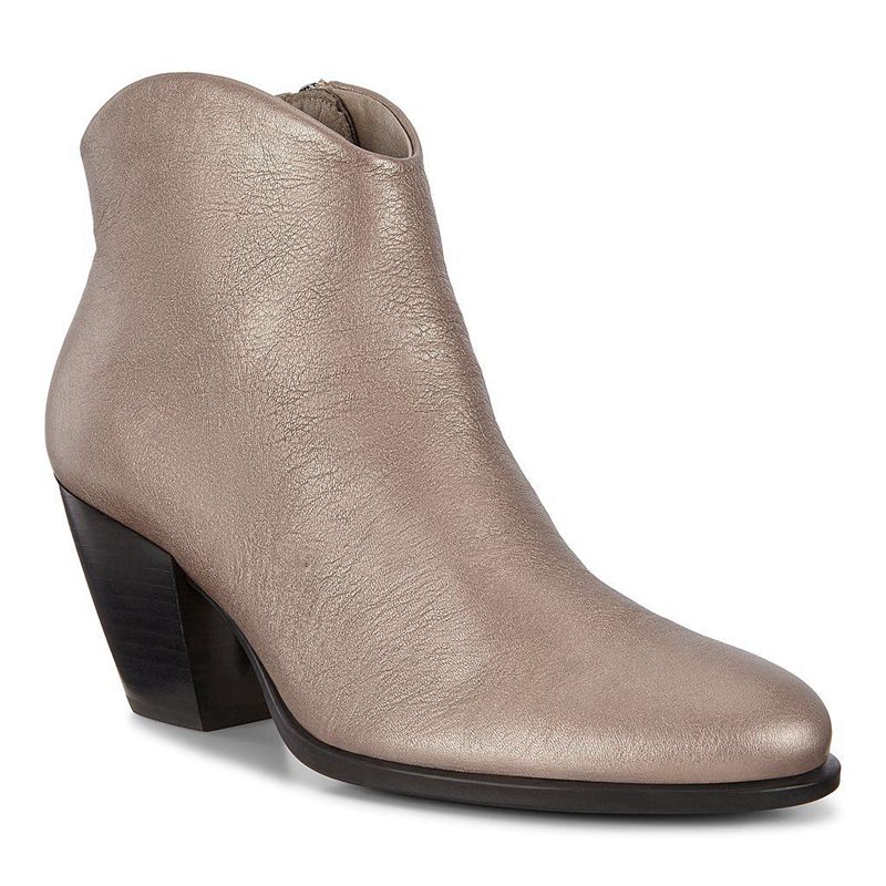 Botines De Tacón Ecco Shape 55 Western Para Mujer,Beige,324580-NIM